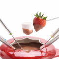 Schoko-Gusseisen-Fondue-Set mit Brenner und farbcodierten Zinken